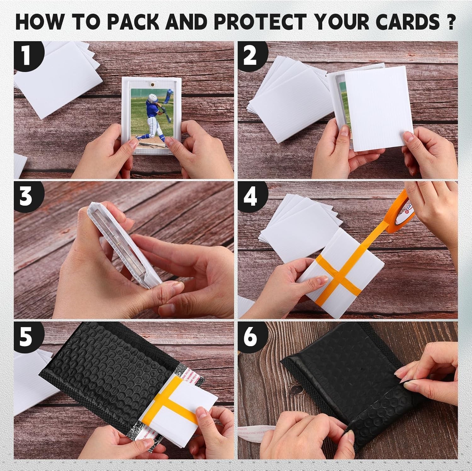 302 Pcs Trading Card Shipping Protector Set Include 200 Precut Plastic Insert…