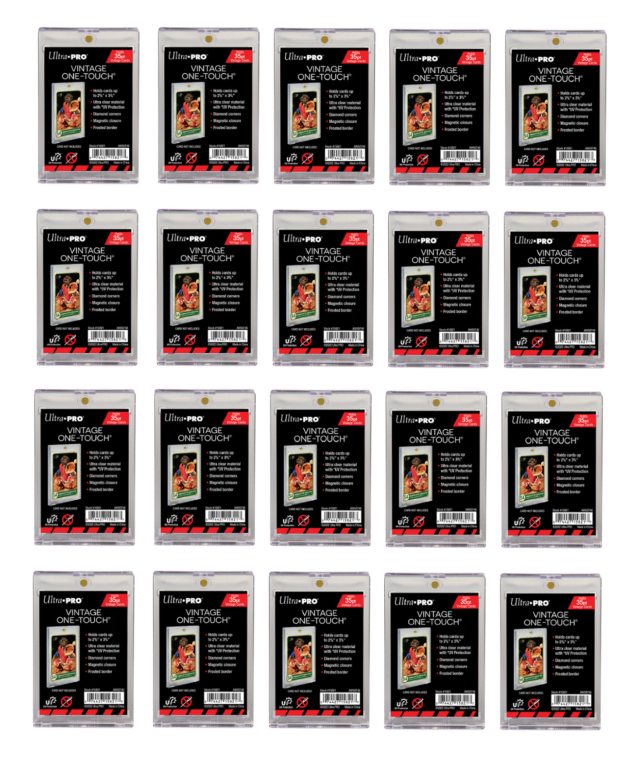 (20-Pack) Ultra Pro 35pt Vintage One Touch Magnetic UV Card Holder 2 5/8 x 3 3/4