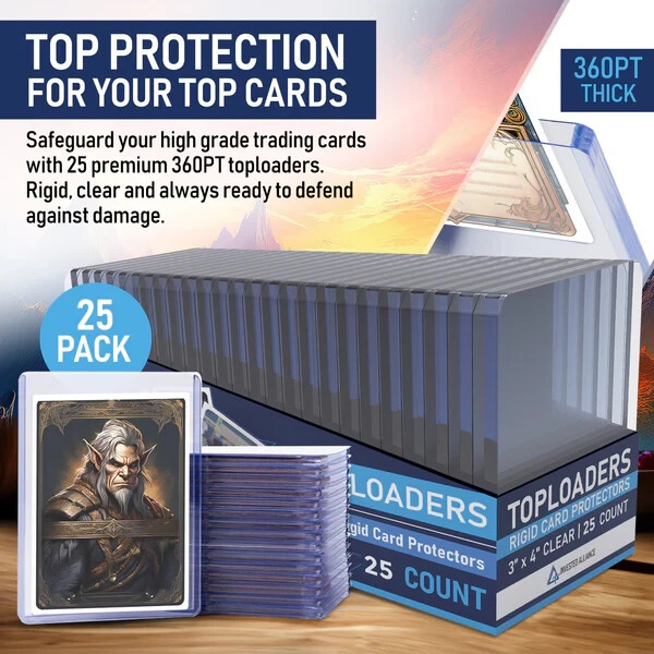 25 Premium 360PT Top Loaders for Cards Hard Card Sleeves Trading Card Protector