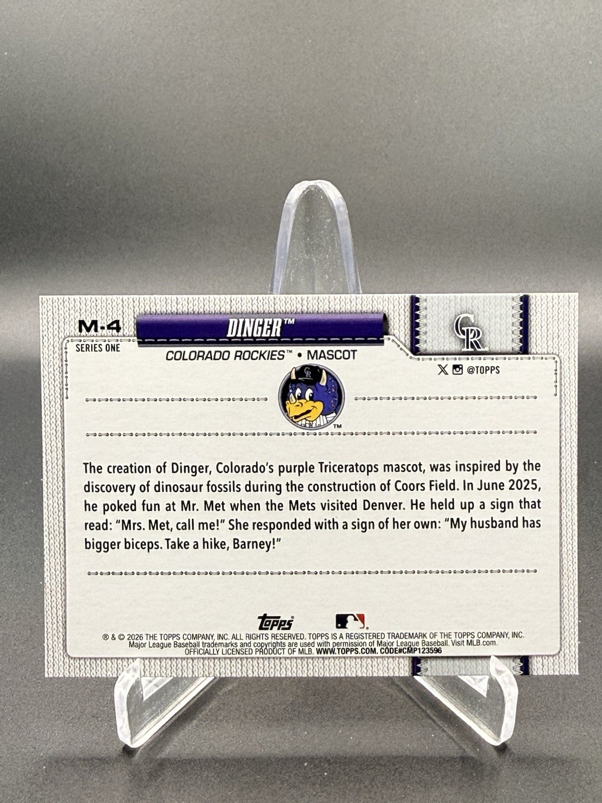 Dinger – 2026 Topps Celebration Mascots #M-4 Rockies