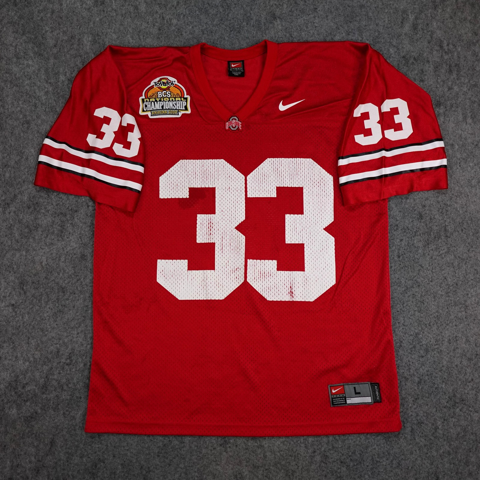 VTG Ohio State Buckeyes Jersey Mens Large Nike #33 BCS 2007 James Laurinaitis
