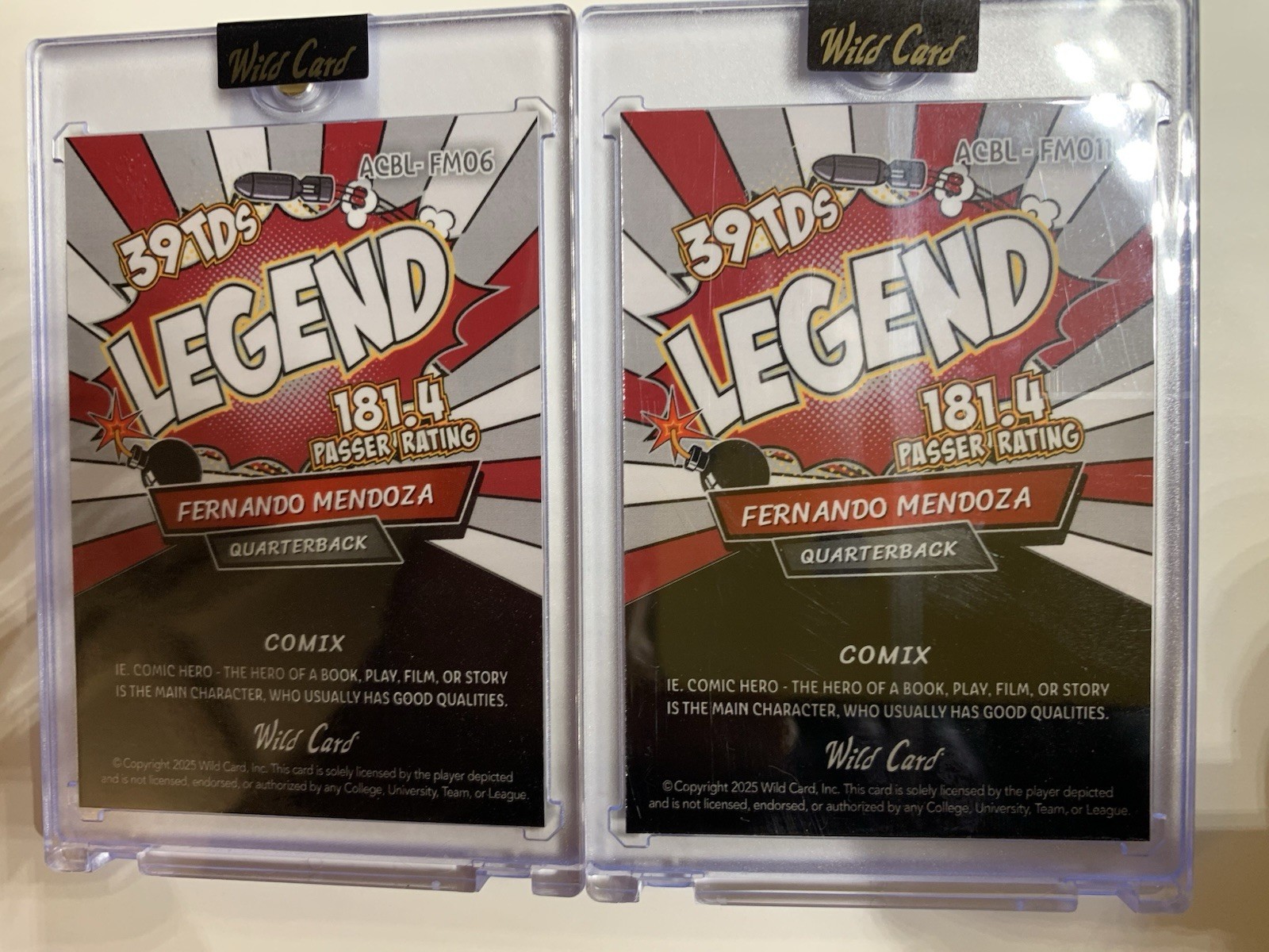 Fernando Mendoza RC 1st Complete Set Of Two.1/1-1/2 Same Colors/background Cool