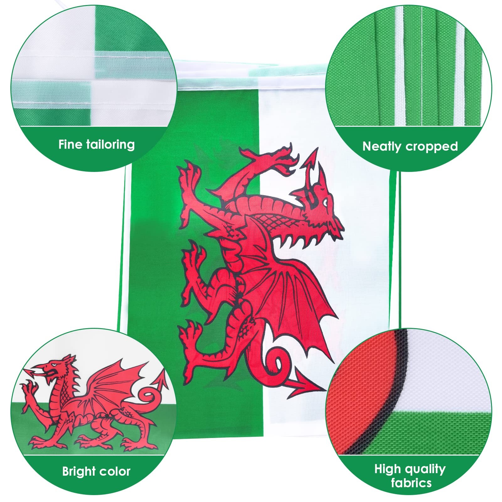AhfuLife 30 Pcs Welsh String Flags for St David’s 5.51×8.26 in-30 Pcs, Wales