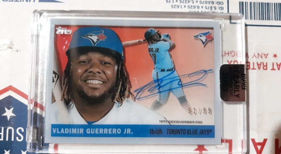 2022 Topps Clearly Authentic Blue Auto Autograph Vladimir Guerrero Jr 51/99 RAW