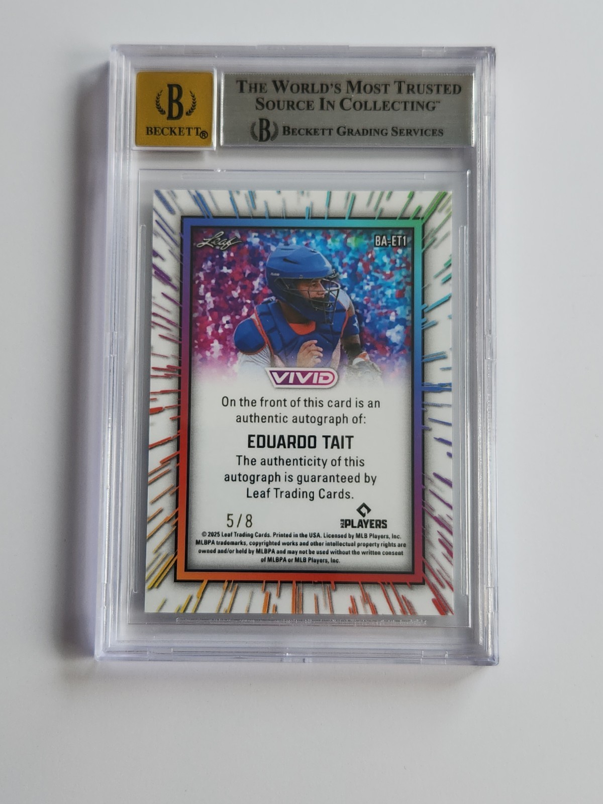 2025 Leaf Vivid Autographs Sparkles Green #BA-ET1 Eduardo Tait BGS 9 Mint Read