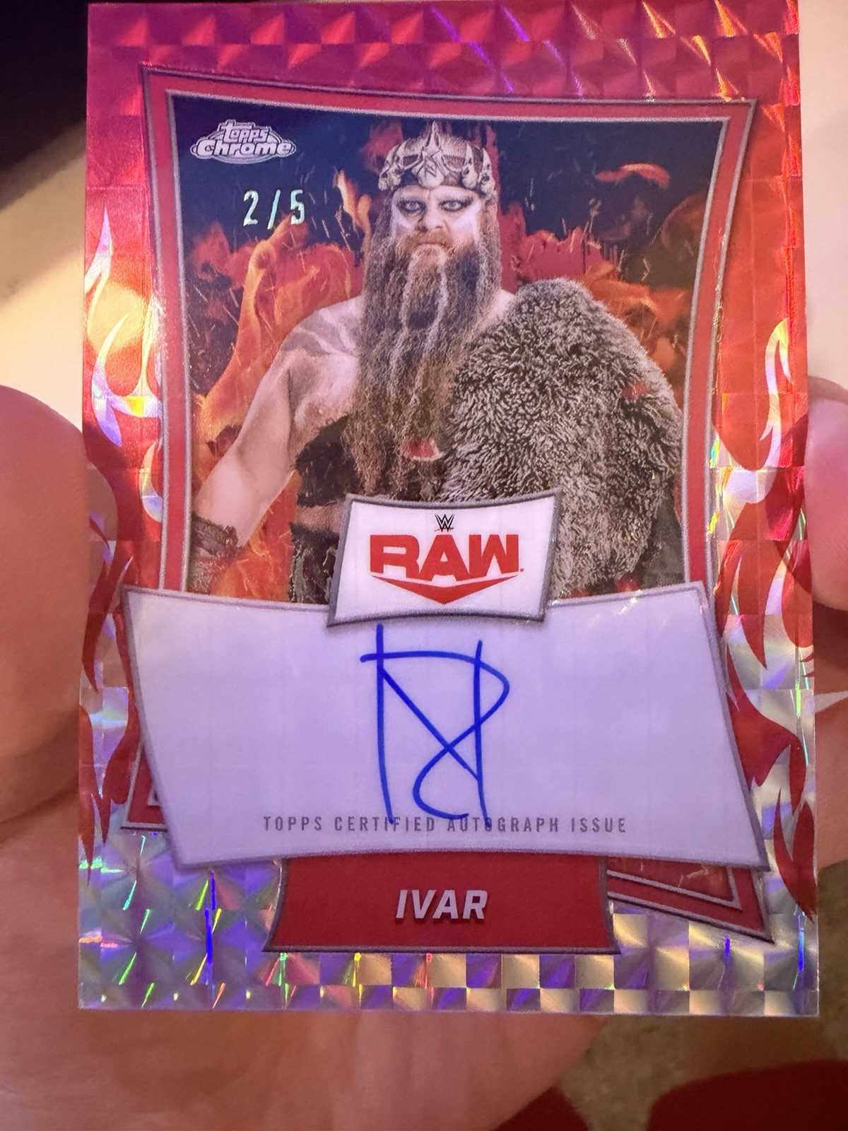2025 Topps Chrome WWE IVAR Red Brand Geometric Autograph /5