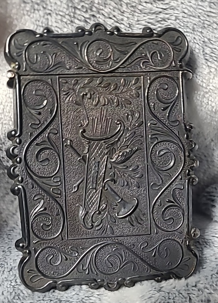 Antique Coin Silver Plate Monogram Calling Business Card Case Holder G2U