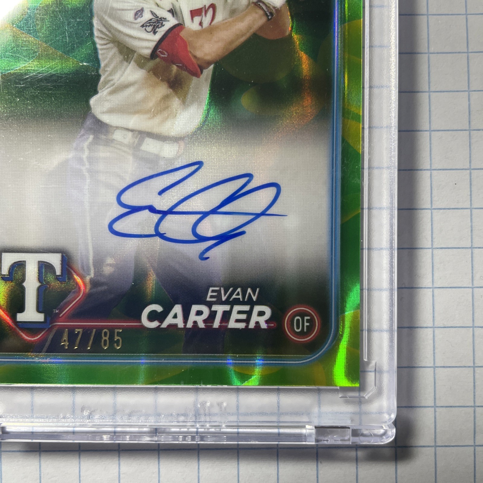 Evan Carter 47/50 AUTO 🔥⚾️ 2024 Topps Chrome Green Yellow Lava Lamp RC ⚾️🔥