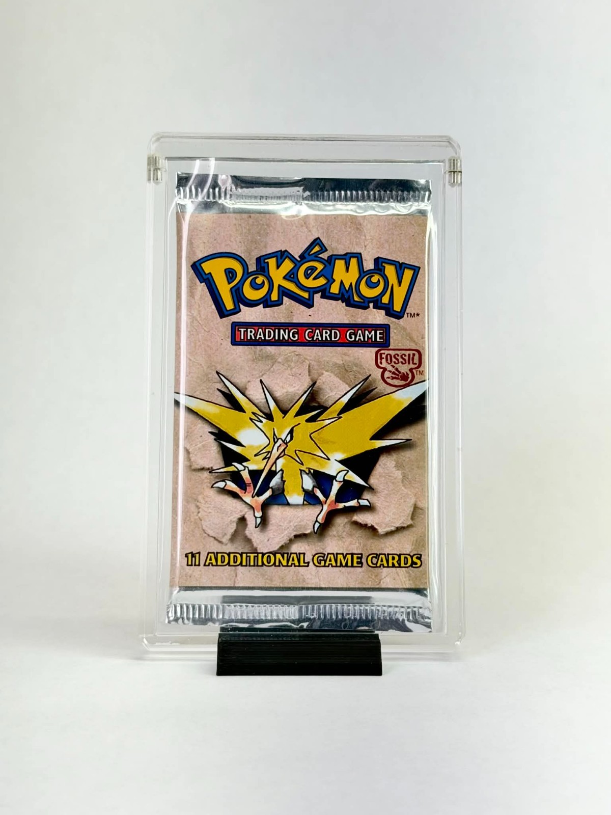 Premium Pokémon Booster Pack Acrylic Display Case with Sleeve & Black Stand