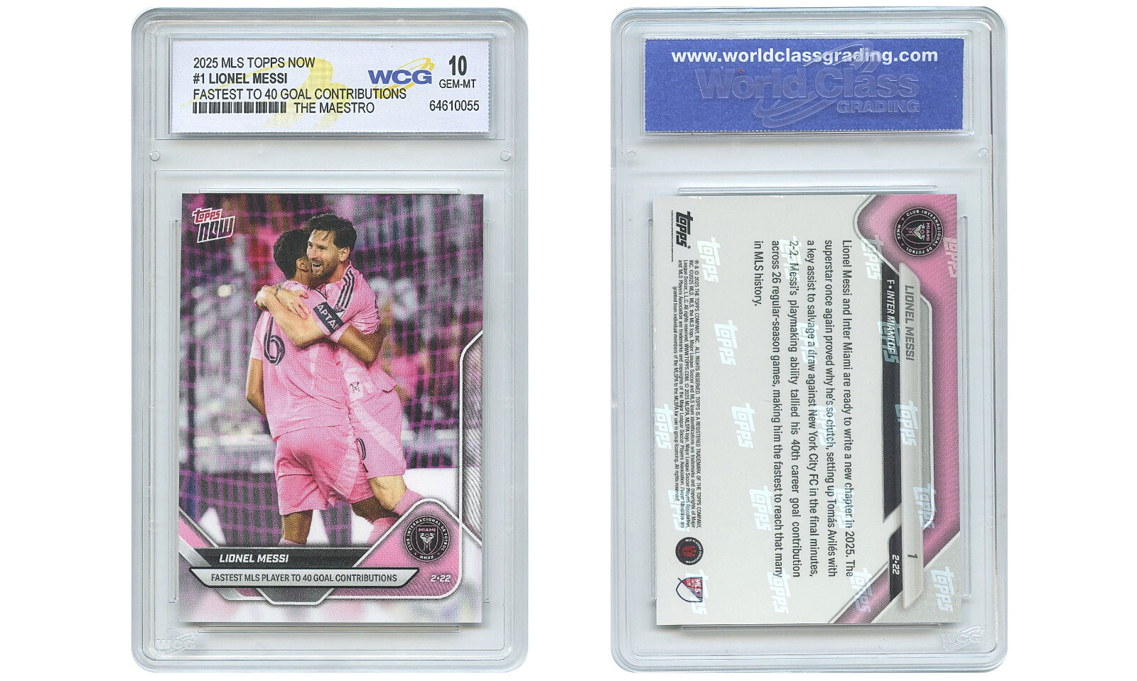 2025 MLS Topps Now LIONEL MESSI Fastest 40 Goal in History Card #1 – GEM-MINT 10