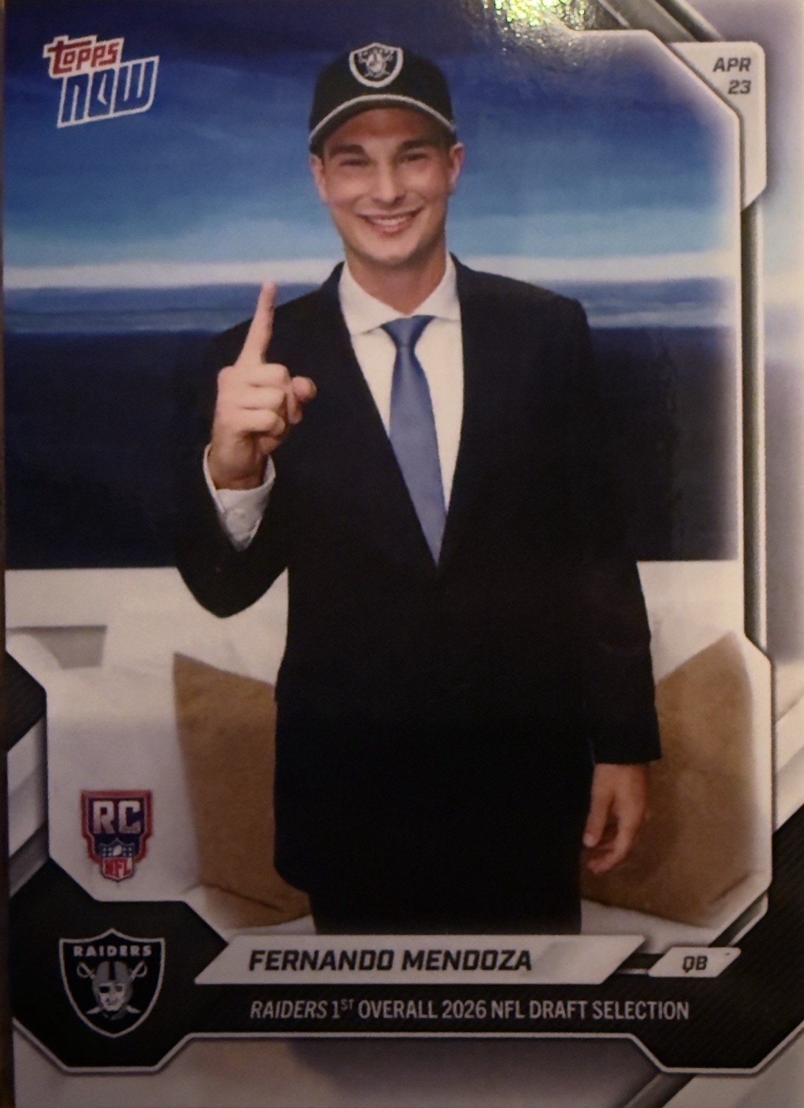 2025 Fernando Mendoza Topps Now Rookie Card FMEN Las Vegas Raiders