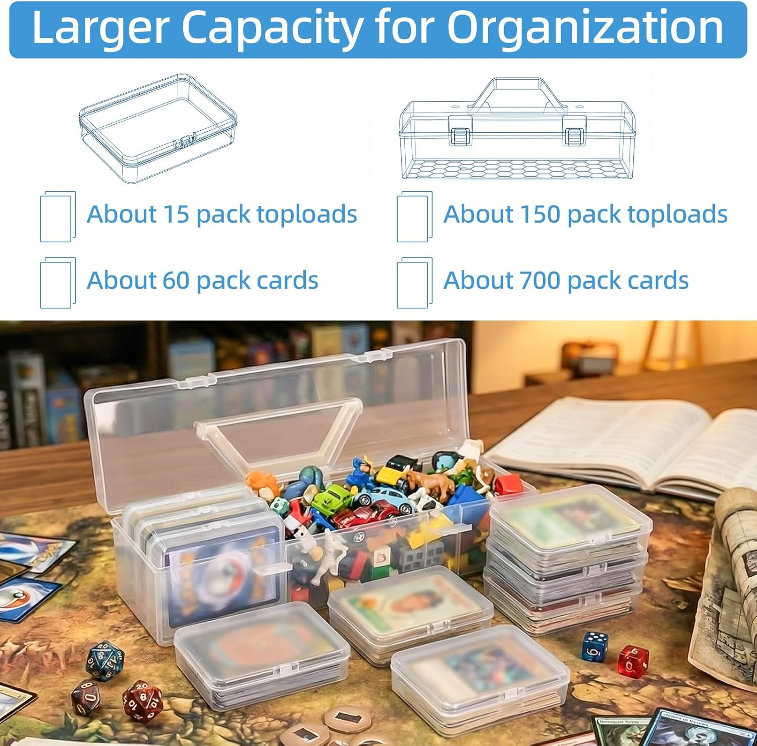 Trading Card Storage Box with 9 Individual Card Cases, Large Capacity Card Game