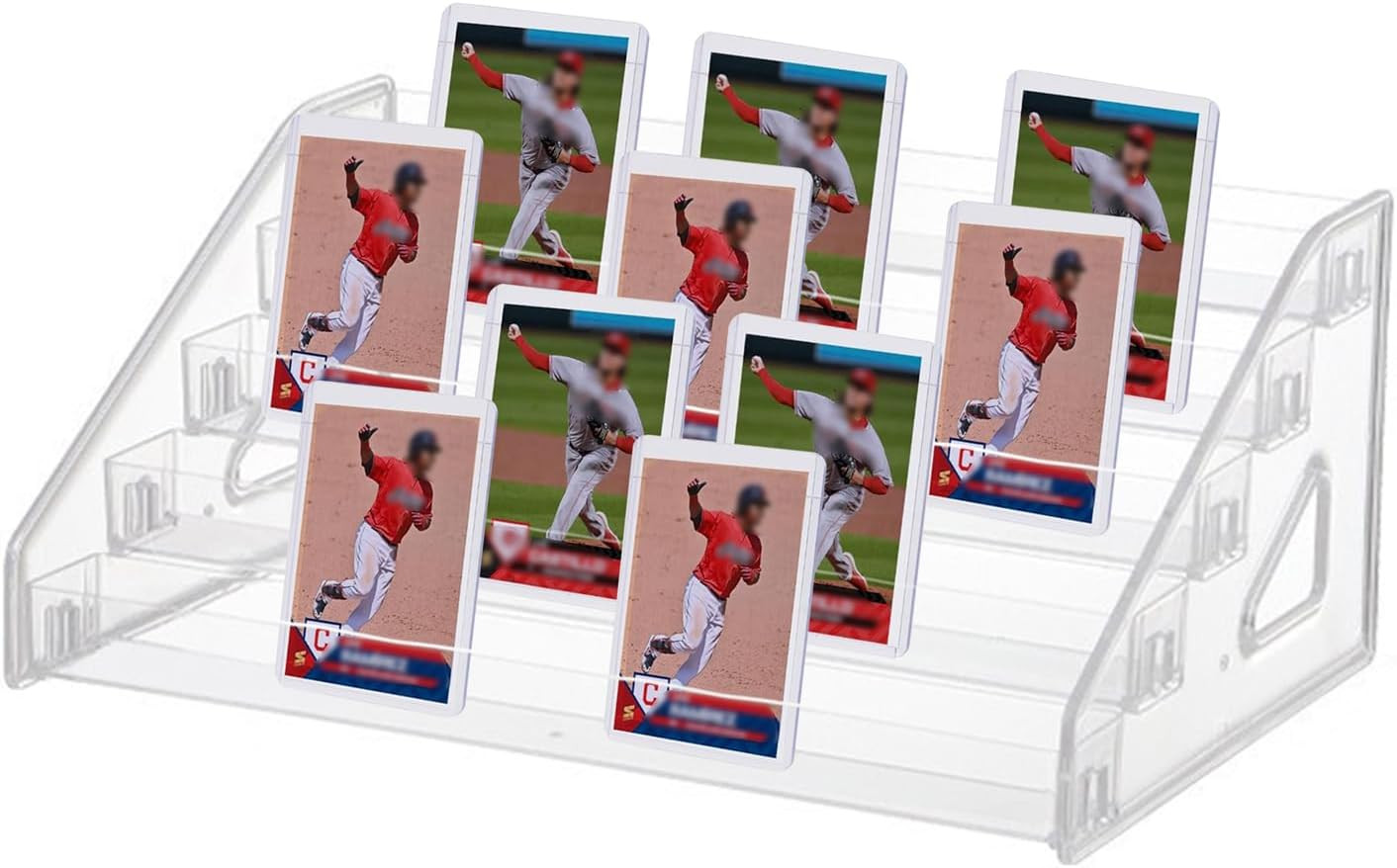 5-Tiered Trading Card Display Holder, Clear Plastic Tabletop Display Card Rack