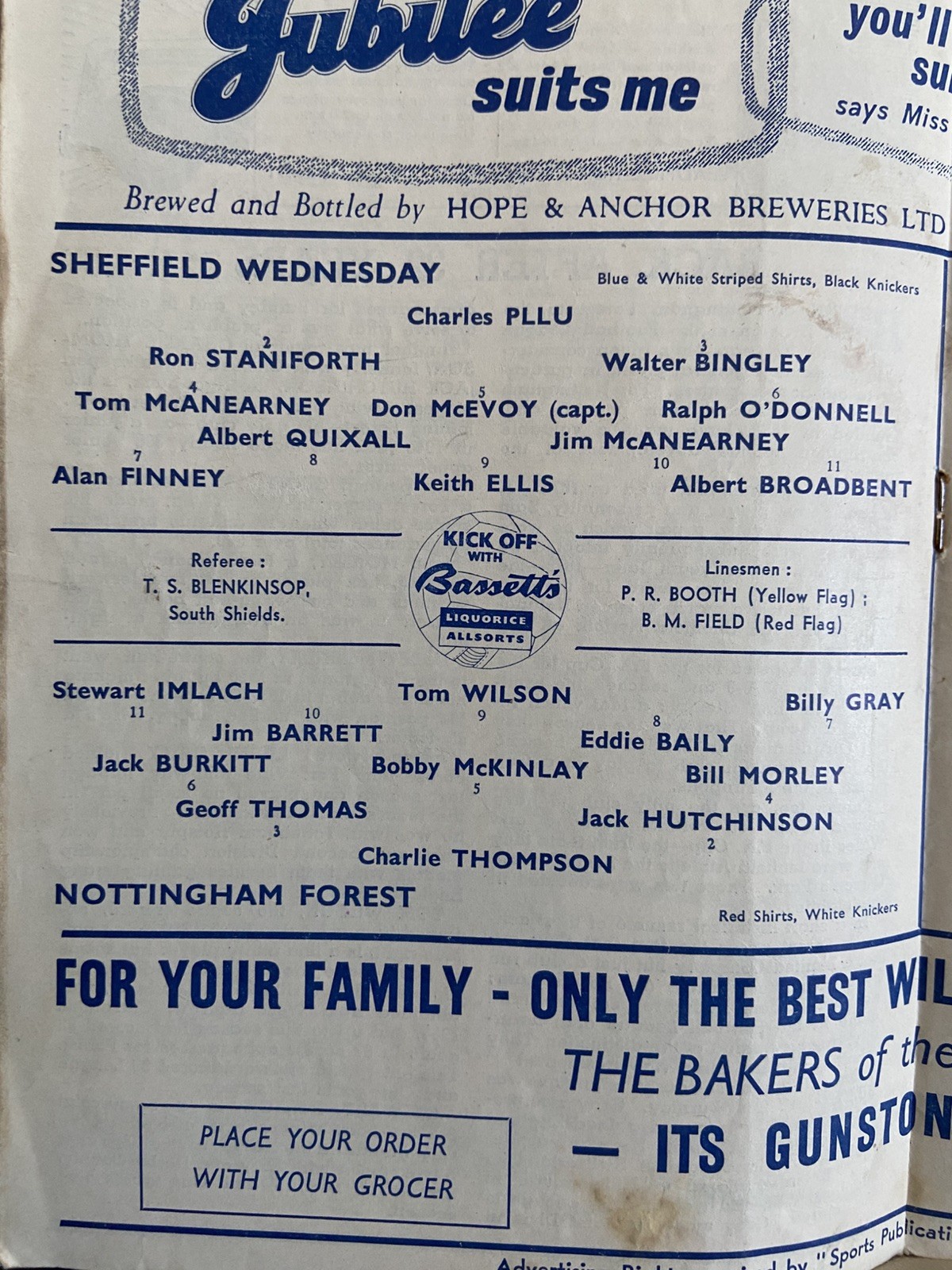 SHEFFIELD WEDNESDAY v NOTTINGHAM FOREST, 31/08/1957, DIVISION 1,