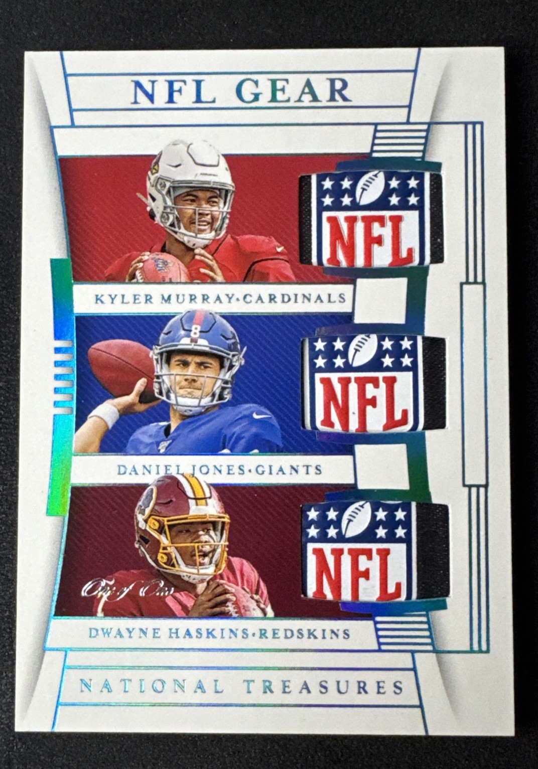 2019 National Treasures Kyler Murray Daniel Jones Haskins Triple NFL Shield 1/1