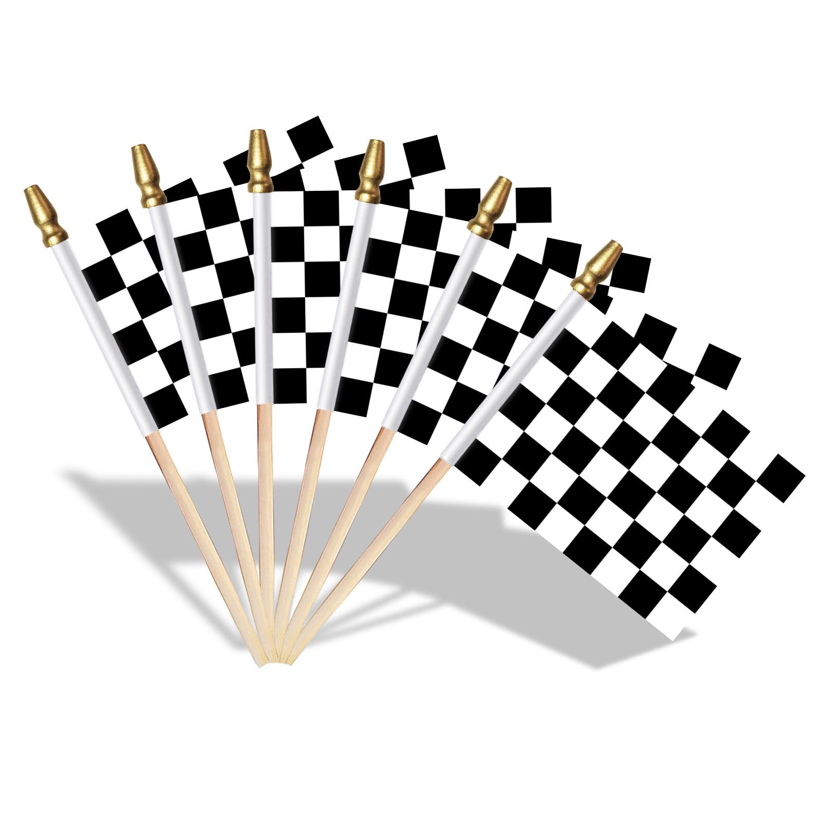 AhfuLife 30 Pcs Checkered Handheld Flag for Racing 5×8 Inch-30 Pcs,
