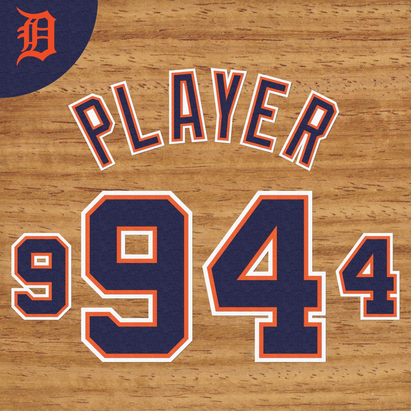 DETROIT TIGERS ROAD JERSEY LETTERING AND NUMBERING KIT (1994-2015)
