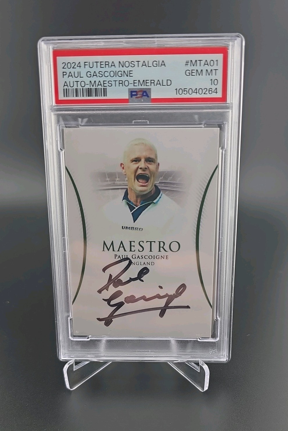 2024 Futera Unique Nostalgia Maestro 4/10 Paul Gascoigne #MTA01 PSA 10 POP 1