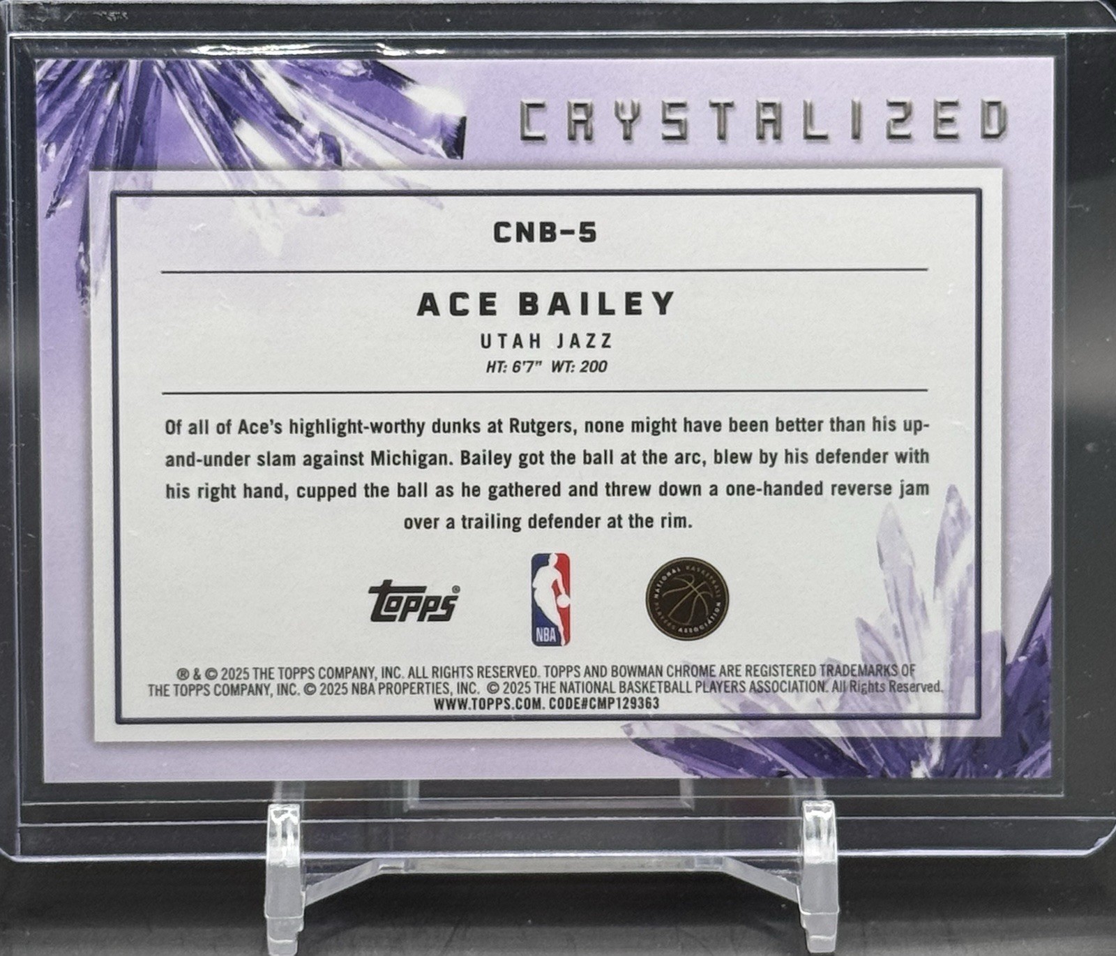 2025-26 Bowman – Crystallized Nba Ace Bailey #CNB-5 (RC)