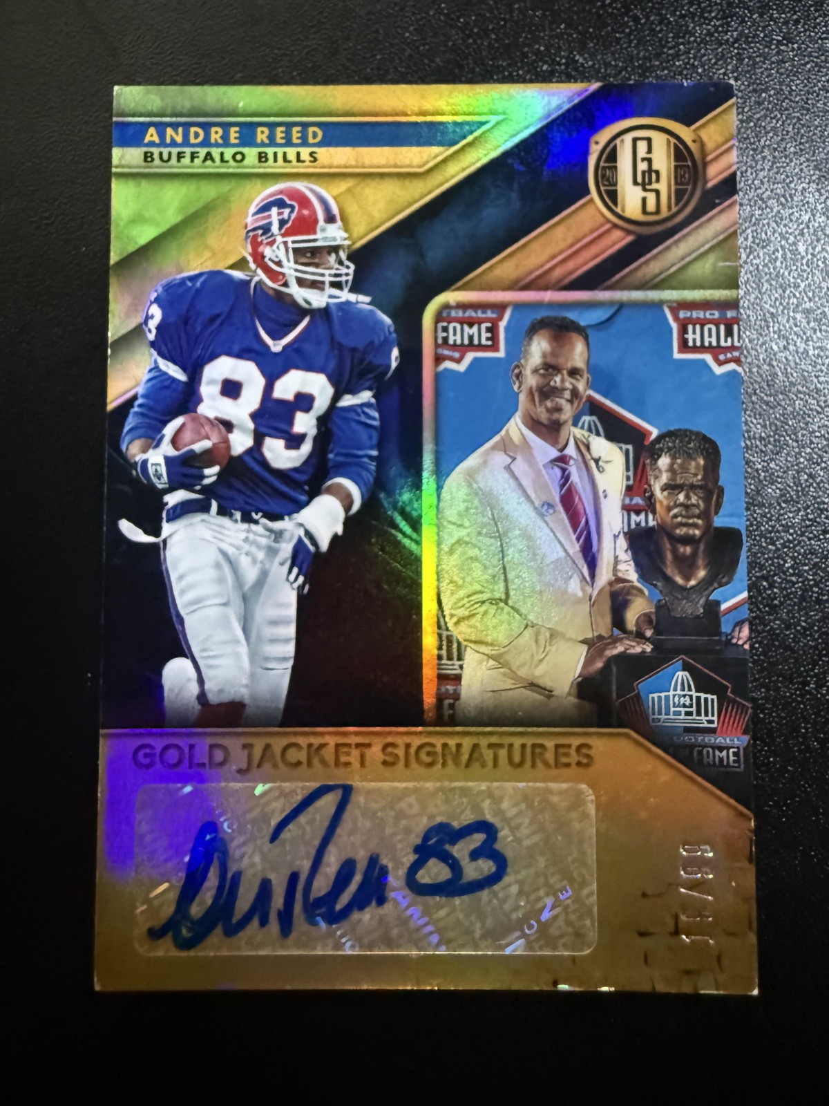 2019 Panini Gold Standard #GJS-AR Andre Reed Gold Jacket Signatures #/99 SN,AU