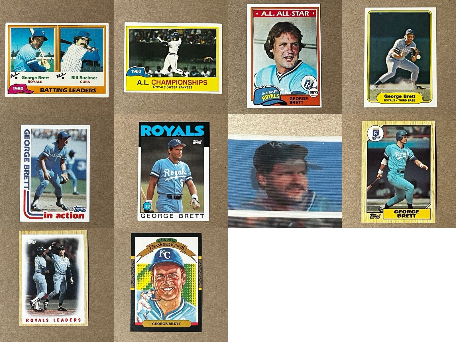 HOF George Brett Royals 10 Baseball Card Lot Donruss Fleer Sportflics Topps