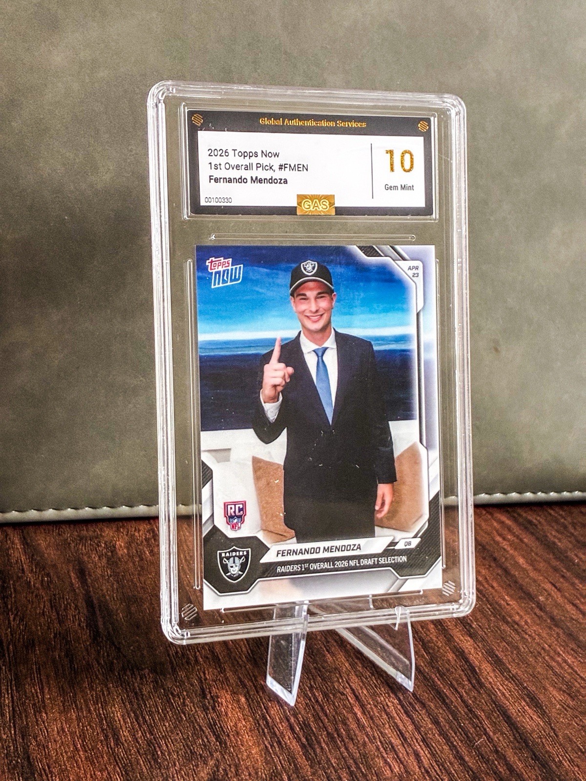 2026 Topps Now NFL Draft 1st Overall Fernando Mendoza (RC) #FMEN – 10 Gem Mint