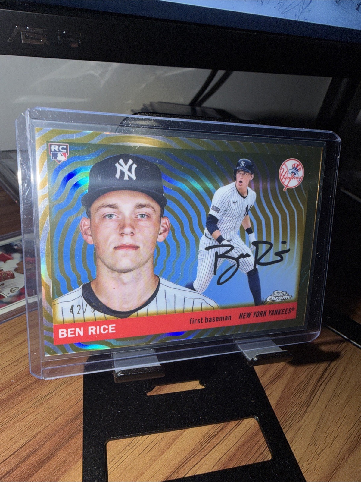 2025 Topps Chrome Platinum Ben Rice Gold Vibrations /50 RC New York Yankees #311