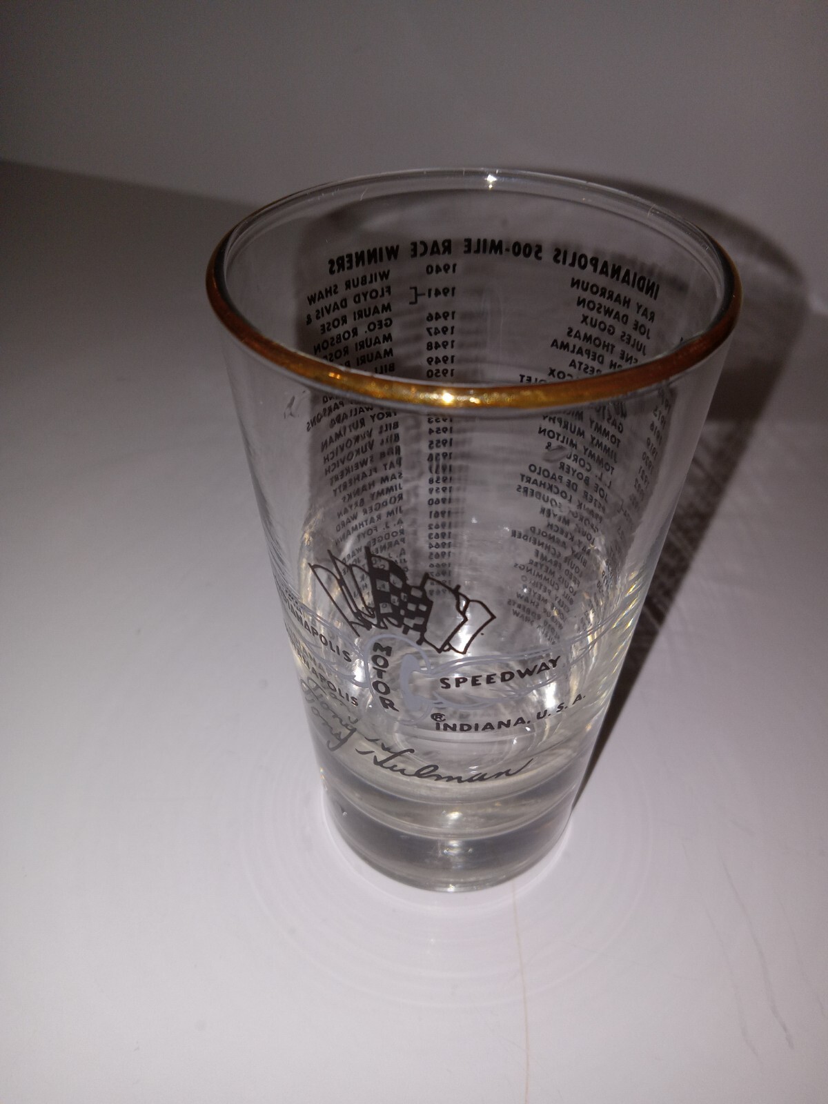 Vintage 1969 Indianapolis Motor Speedway Winner Glass Tony Hulman Indy 500 8 oz