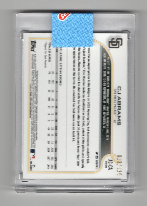 2022 Topps Chrome Update CJ ABRAMS Rookie X-Fractor Auto /125 Padres #AC-CA