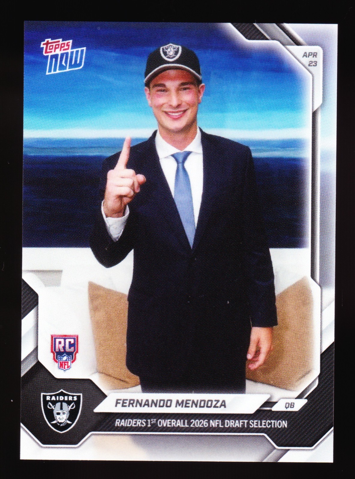 Fernando Mendoza Indiana Hoosiers NFL Raiders 1st Draft Pick 2026 Topps NOW FMEN
