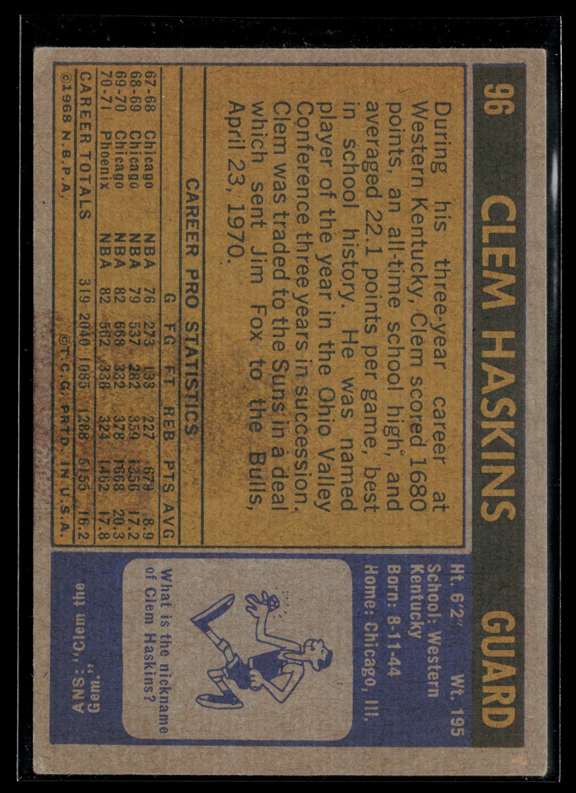 Clem Haskins 1971-72 Topps #96