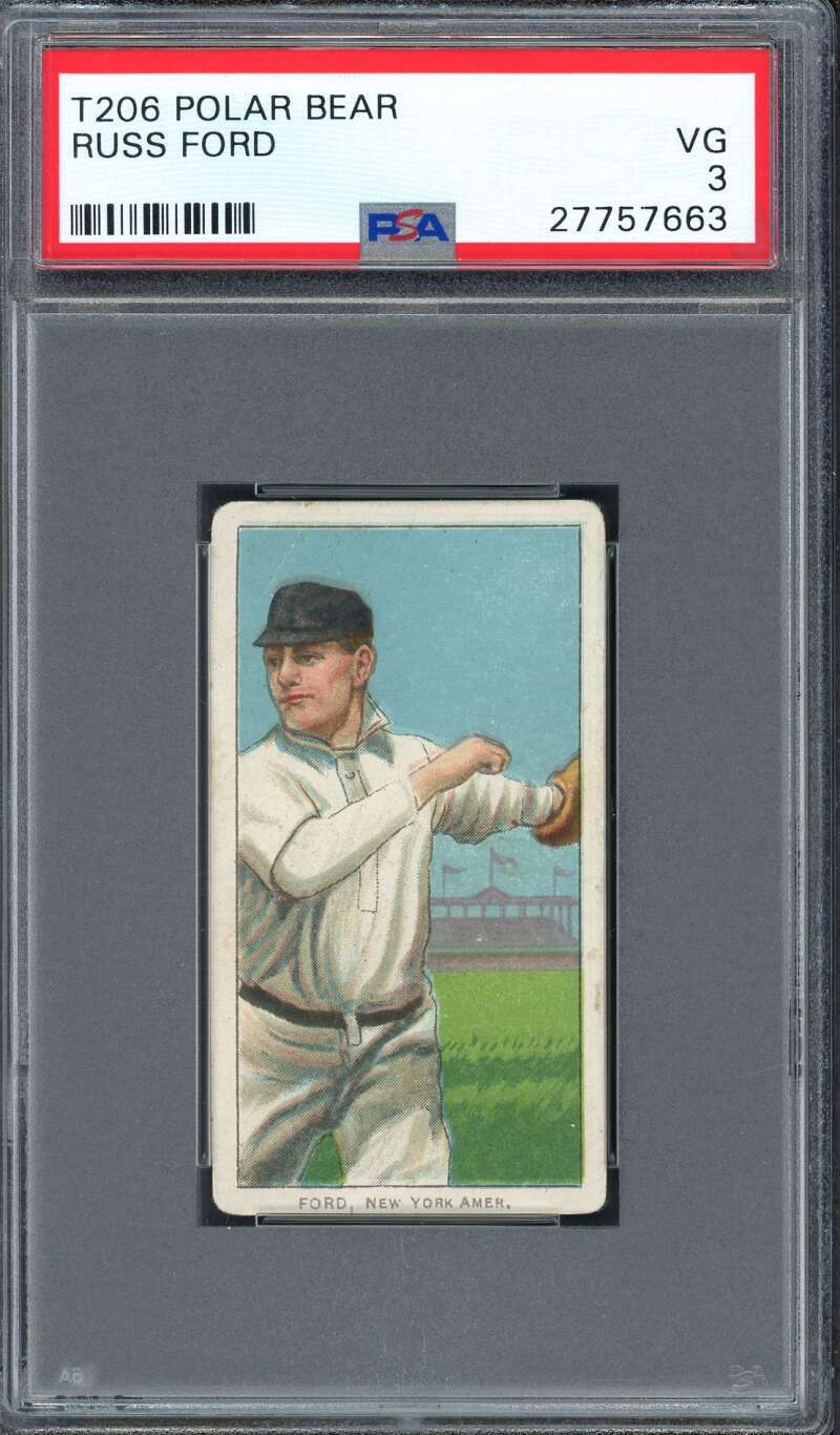 1909 T206 Polar Bear Russ Ford PSA 3 27757663