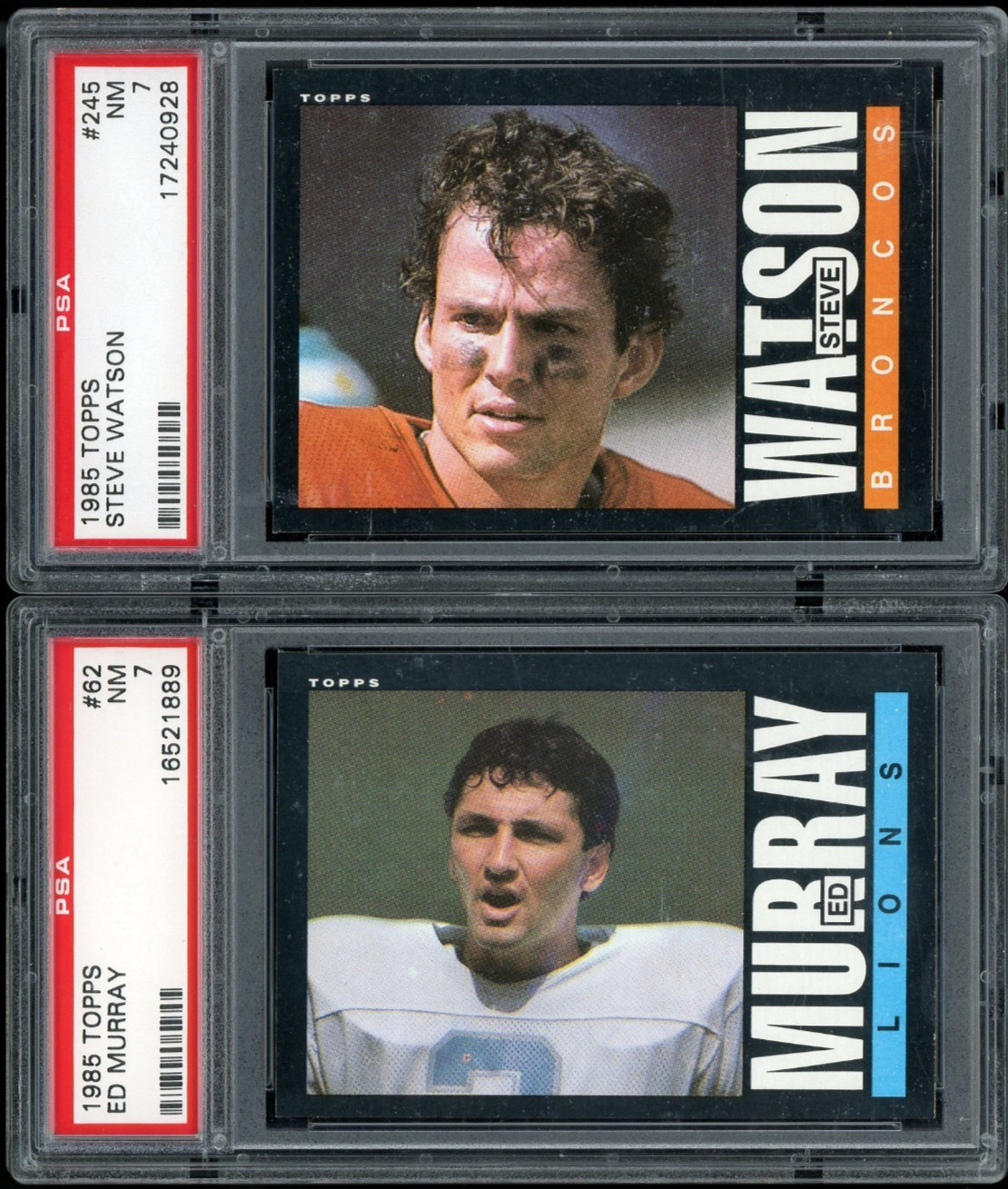 Lot of 12 PSA Graded 7 8 1985 Topps Football Cards Arnold Pollard Tullis Watson