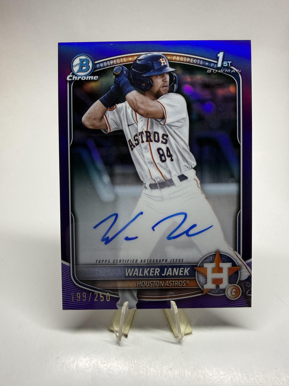 2025 Bowman #CPA-WJA Walker Janek Chrome Prospect Autographs Purple #/250 SN,AU