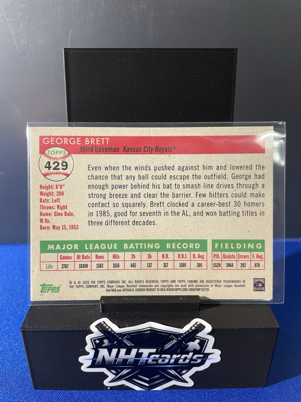 2025 Topps Chrome Platinum George Brett Blue Prism Royals Color match