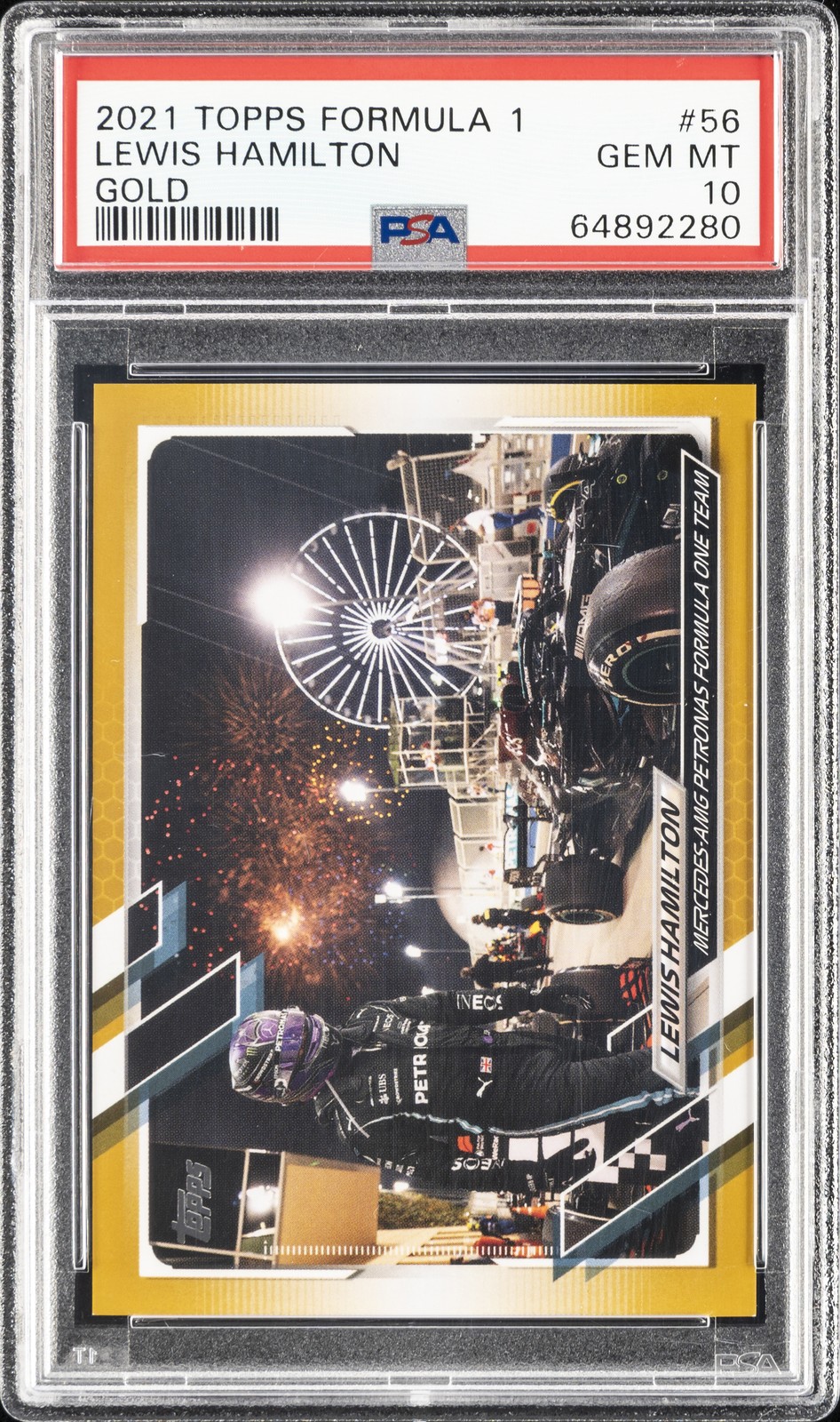 2021 TOPPS FORMULA 1 GOLD #56 LEWIS HAMILTON 7/50 PSA 10