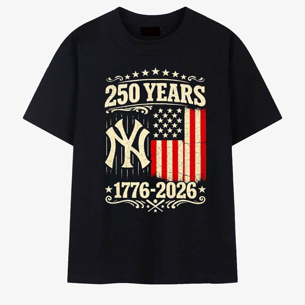 New York Yankees USA 250 Years Anniversary T-Shirt 1776-2026 Patriotic Tee S-5XL