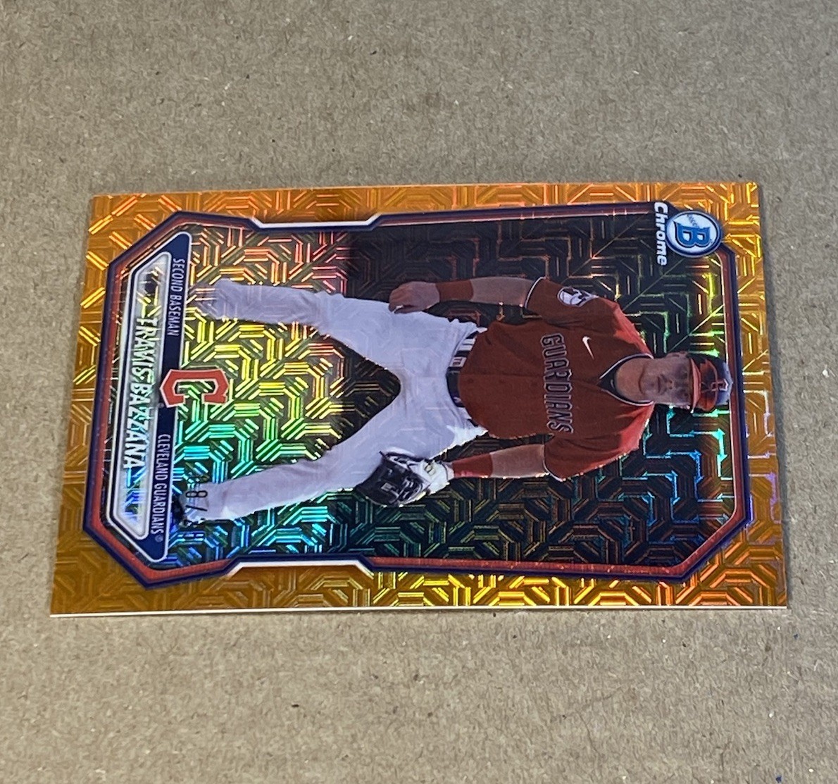 Travis Bazzana 2026 Bowman Chrome Prospect Orange Mojo Refractor /25 Guardians