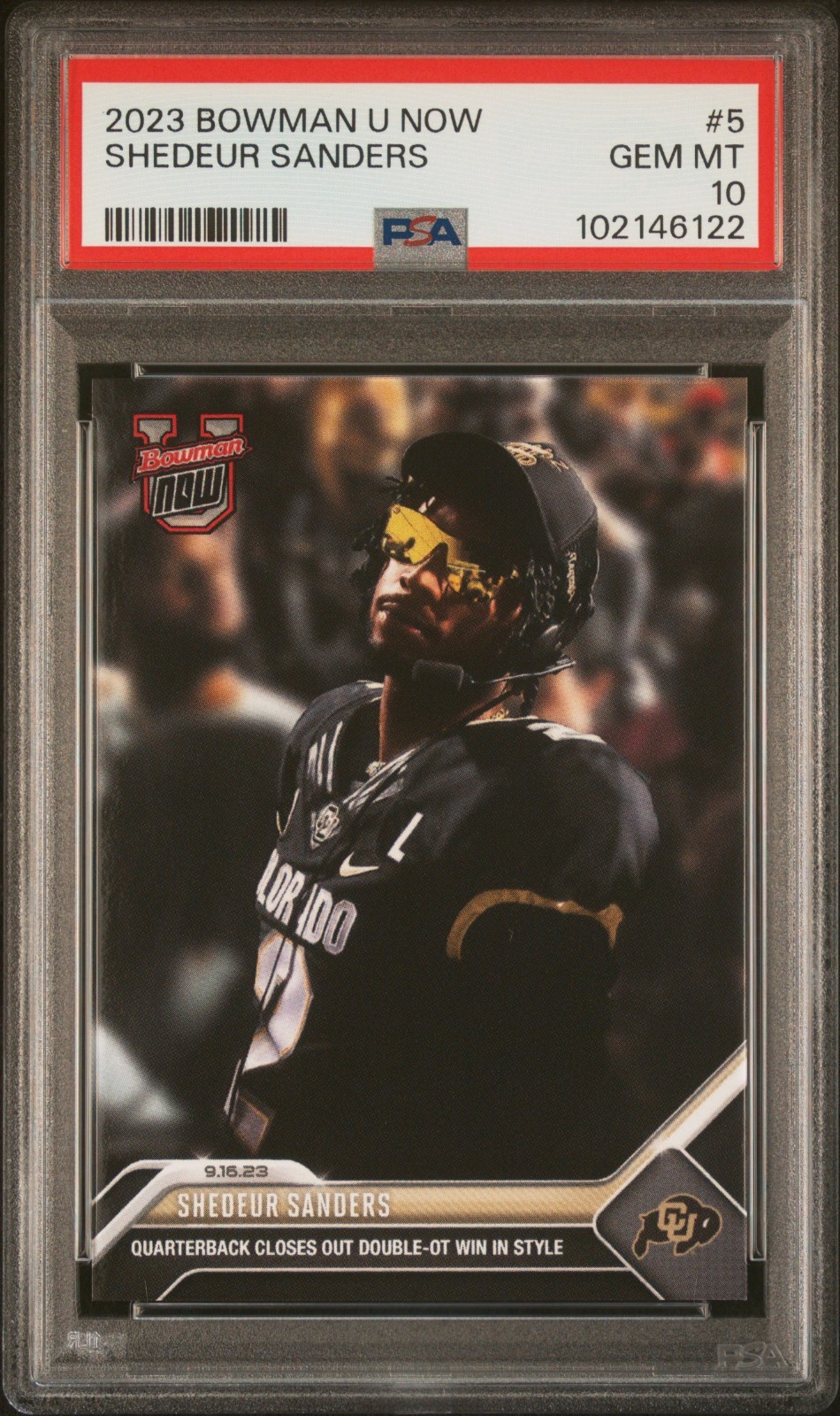 Bowman 2023 Bowman U Now Shedeur Sanders RC PSA 10 #5 /23144 Buffs FB