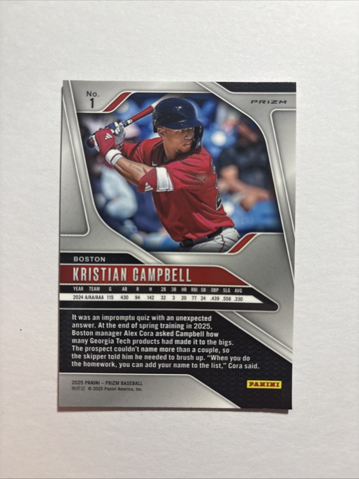 2025 Panini Prizm – Kristian Campbell, Kristian Campbell #1 Pink Ice Prizm (RC)