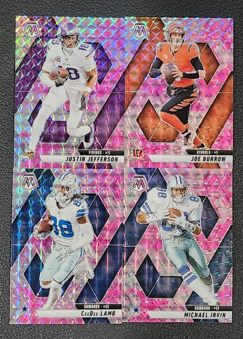 2025 Mosaic Football CAMO PINK REACTIVE PRIZMS 1-250 You Pick – 2 Card Minimum
