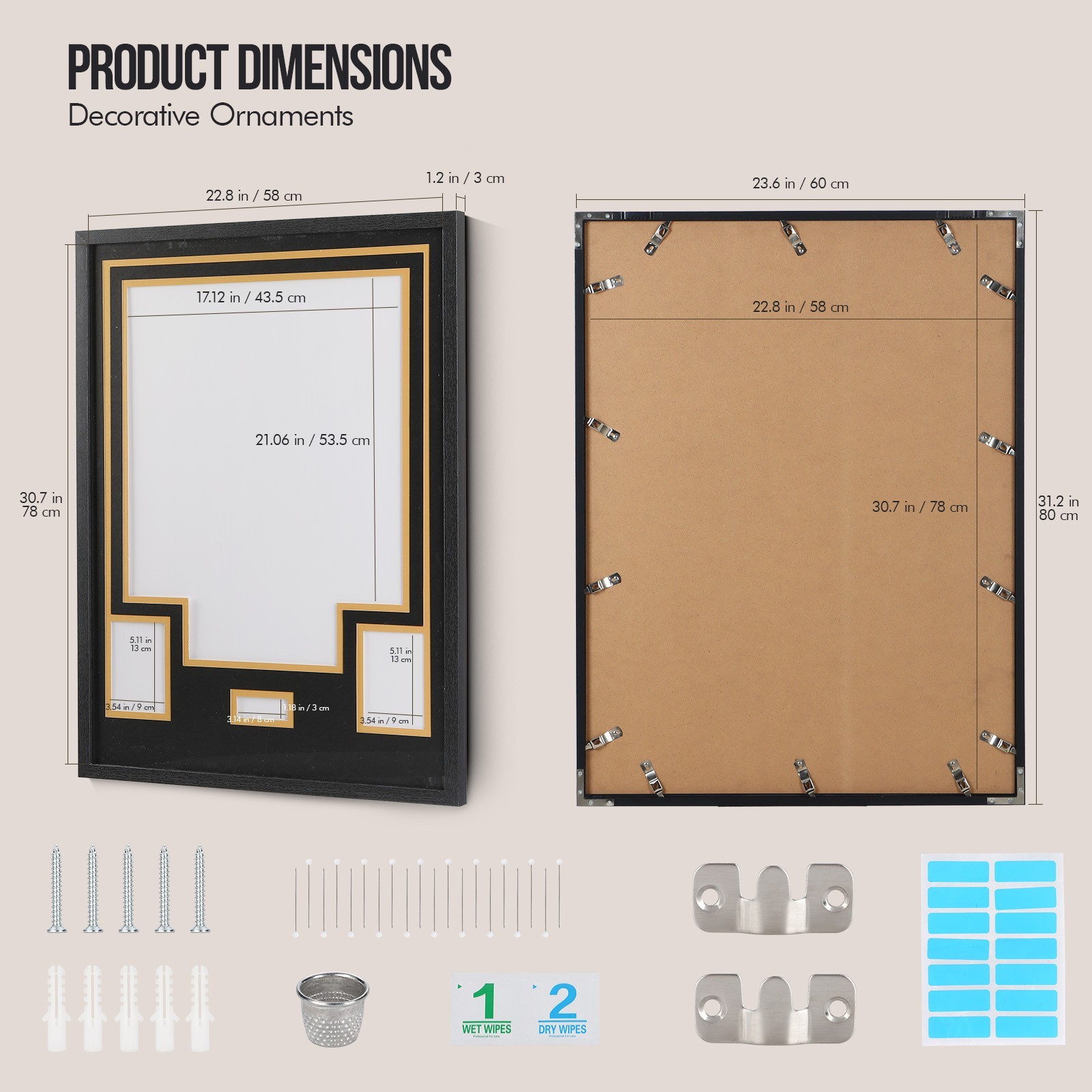 Black & Gold Jersey Display Case, Wall Mount Frame w/ Mat, Photo Slot & Hardware