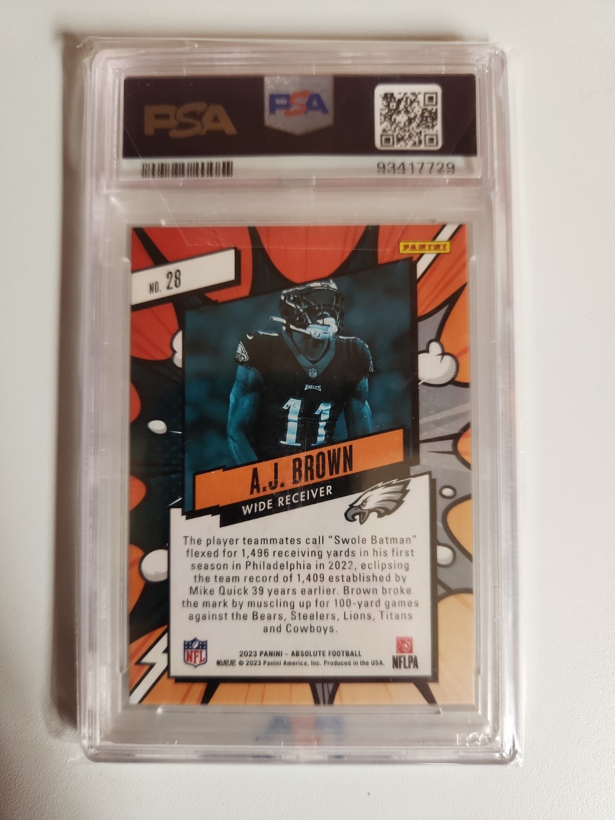 Panini 2023 Absolute Gold Explosive 1/10 A.J. Brown Philadelphia Eagles #28