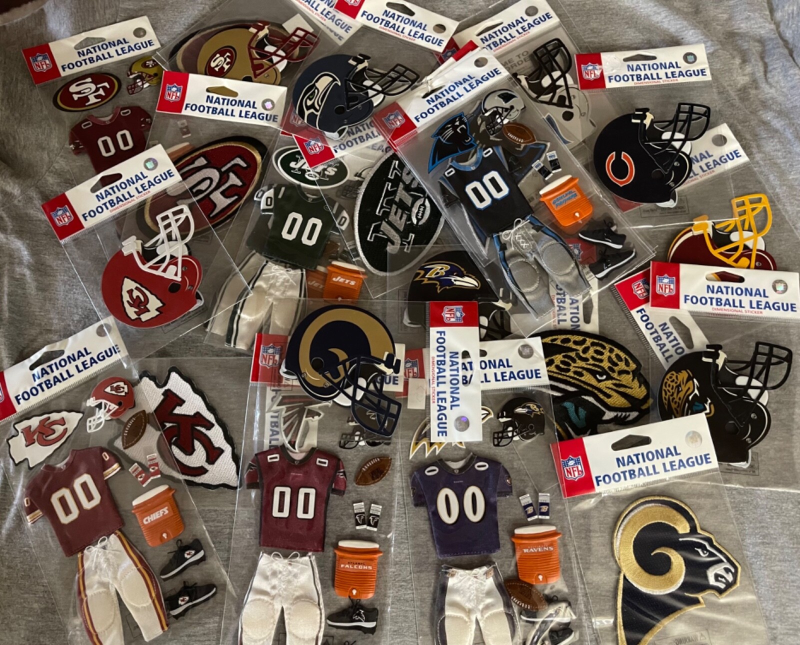 Licensed NFL 3D Scrapbook Stickers Helmets Uniforms Patches Most Football Teams