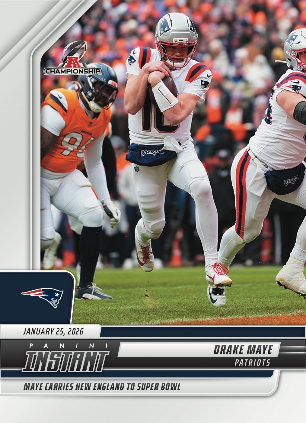 Drake Maye – 2025 Panini Instant NFL #431 AFC Championship Game PRESALE Patriots
