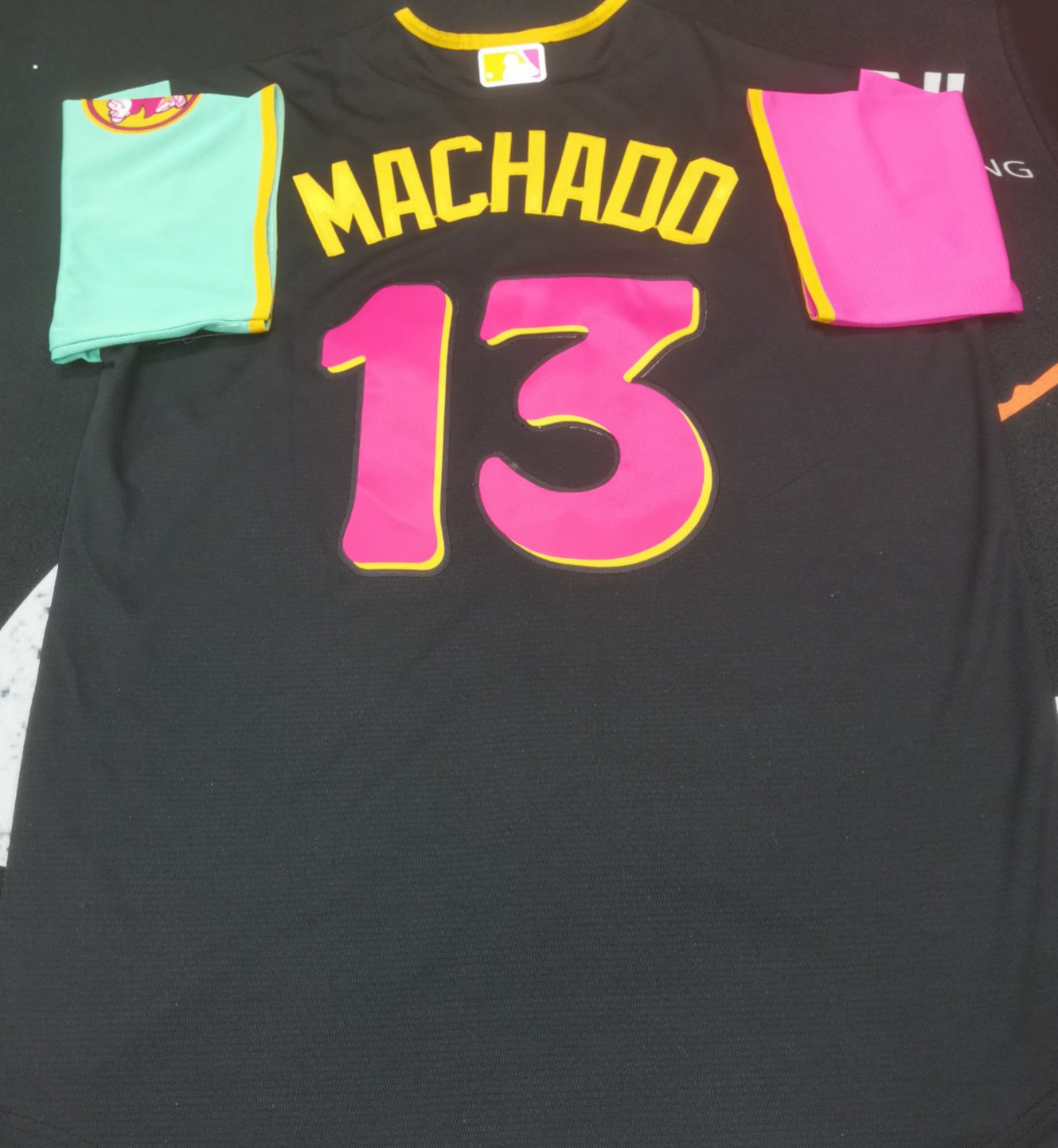 Manny Machado #13 Padres City Black Cool Base Sewn Stitched Jersey.