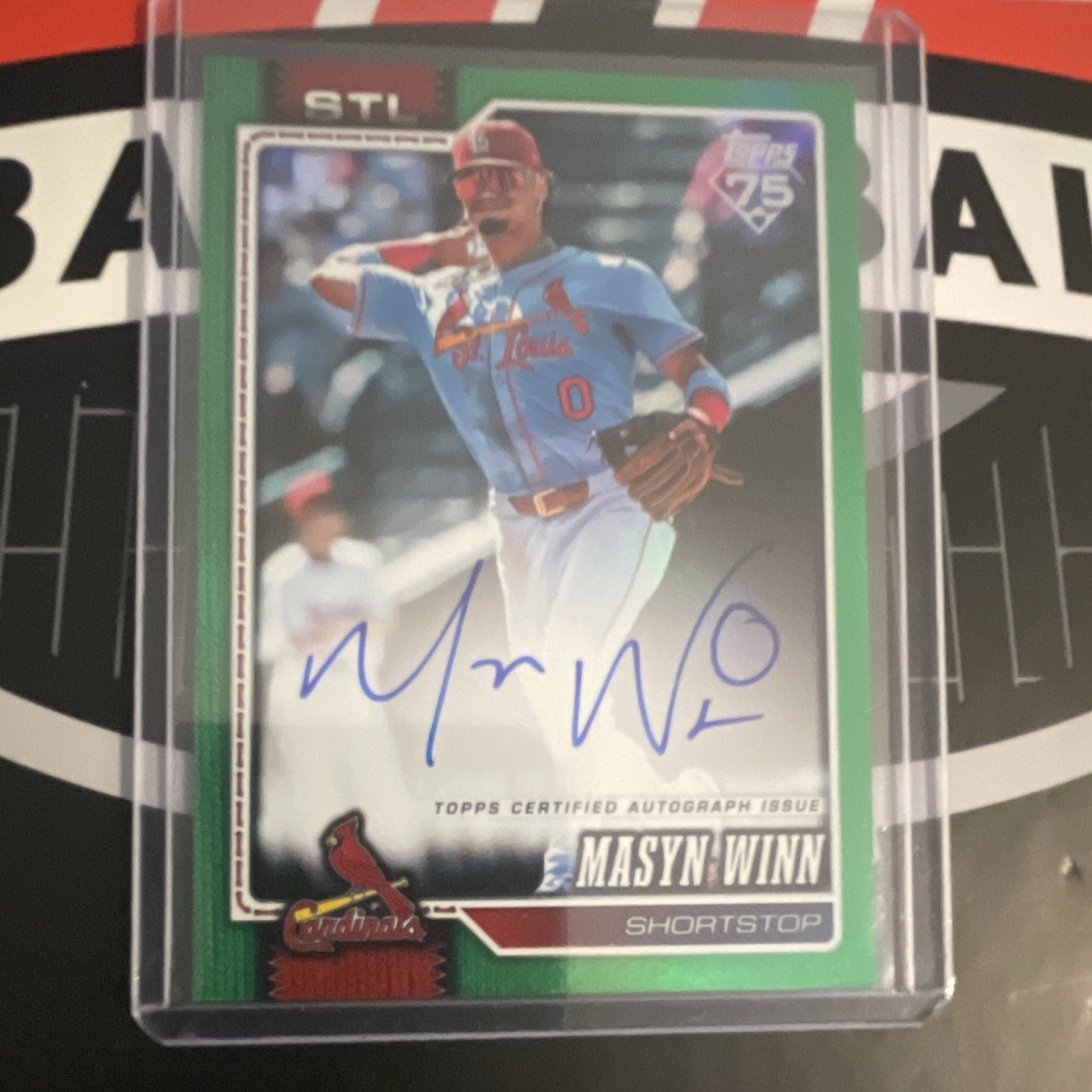 2026 Topps 75 Masyn Winn #526 Green Refractor Autograph 43/99 Cardinals