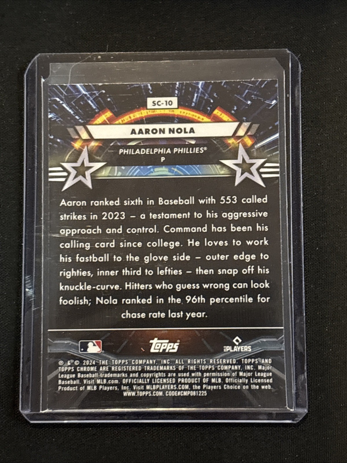 🔥Aaron Nola 2024 Topps Chrome Cosmic #SC-10 Star Command Refractor Phillies