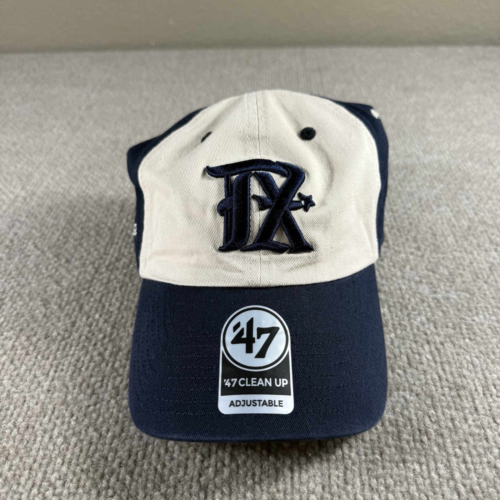 Texas Rangers ‘47 Clean Up City Connect Retro Logo Adjustable Cream/Navy Hat Cap