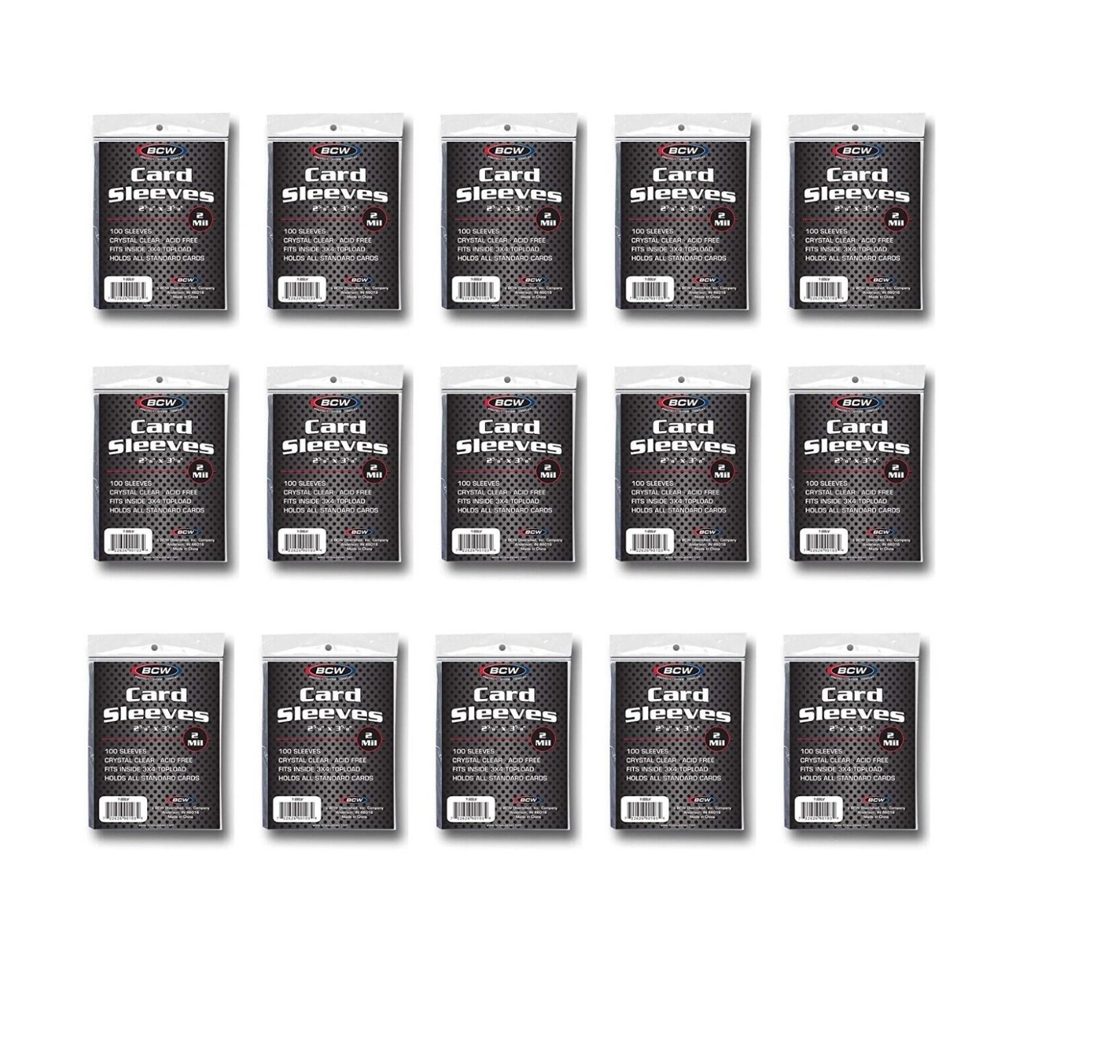 (1500) BCW Sports Trading Card Sleeves Acid Free – Crystal Clear – 15 Packages